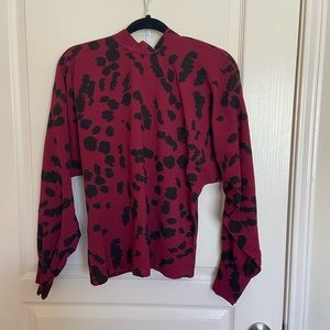 Maroon and Black Printed Top
